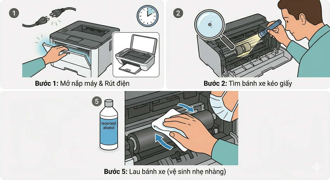 Máy in bị kẹt giấy và cách tự xử lý tại nhà