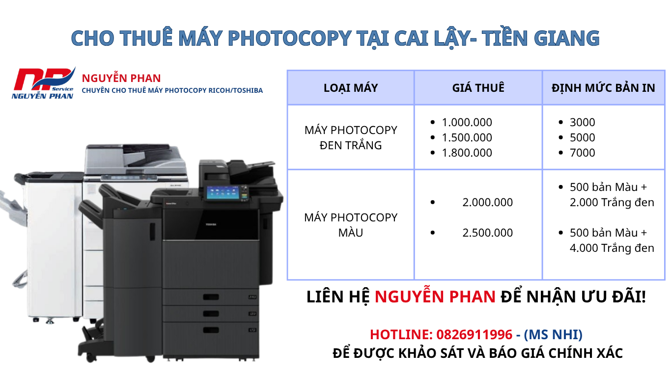 Cho Thuê Máy Photocopy Tại Cai Lậy Giá Rẻ [Năm 2026]