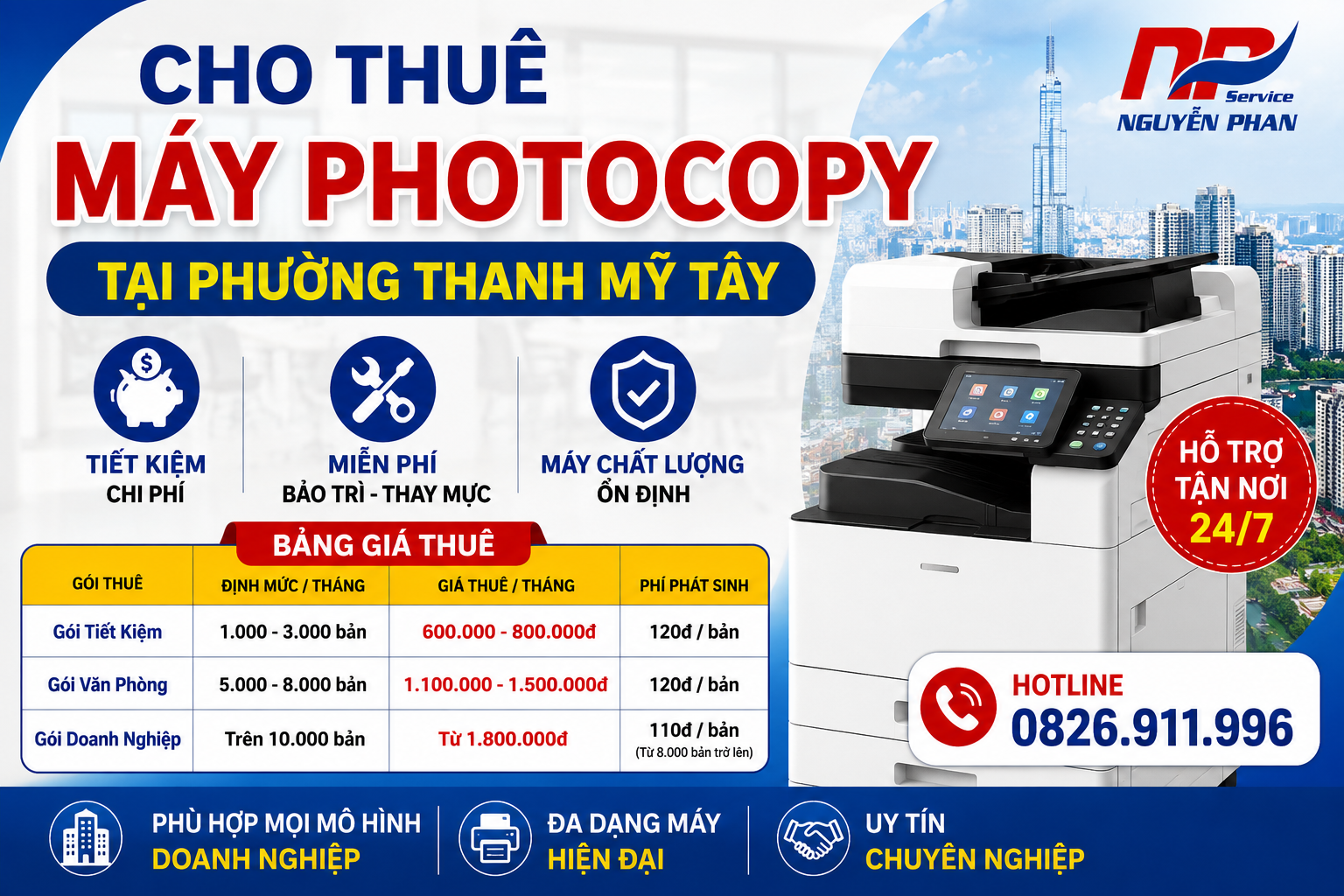 Cho Thuê Máy Photocopy Tại Phường Thạnh Mỹ Tây – Gói Tiết Kiệm, Phù Hợp Mọi Mô Hình Doanh Nghiệp
