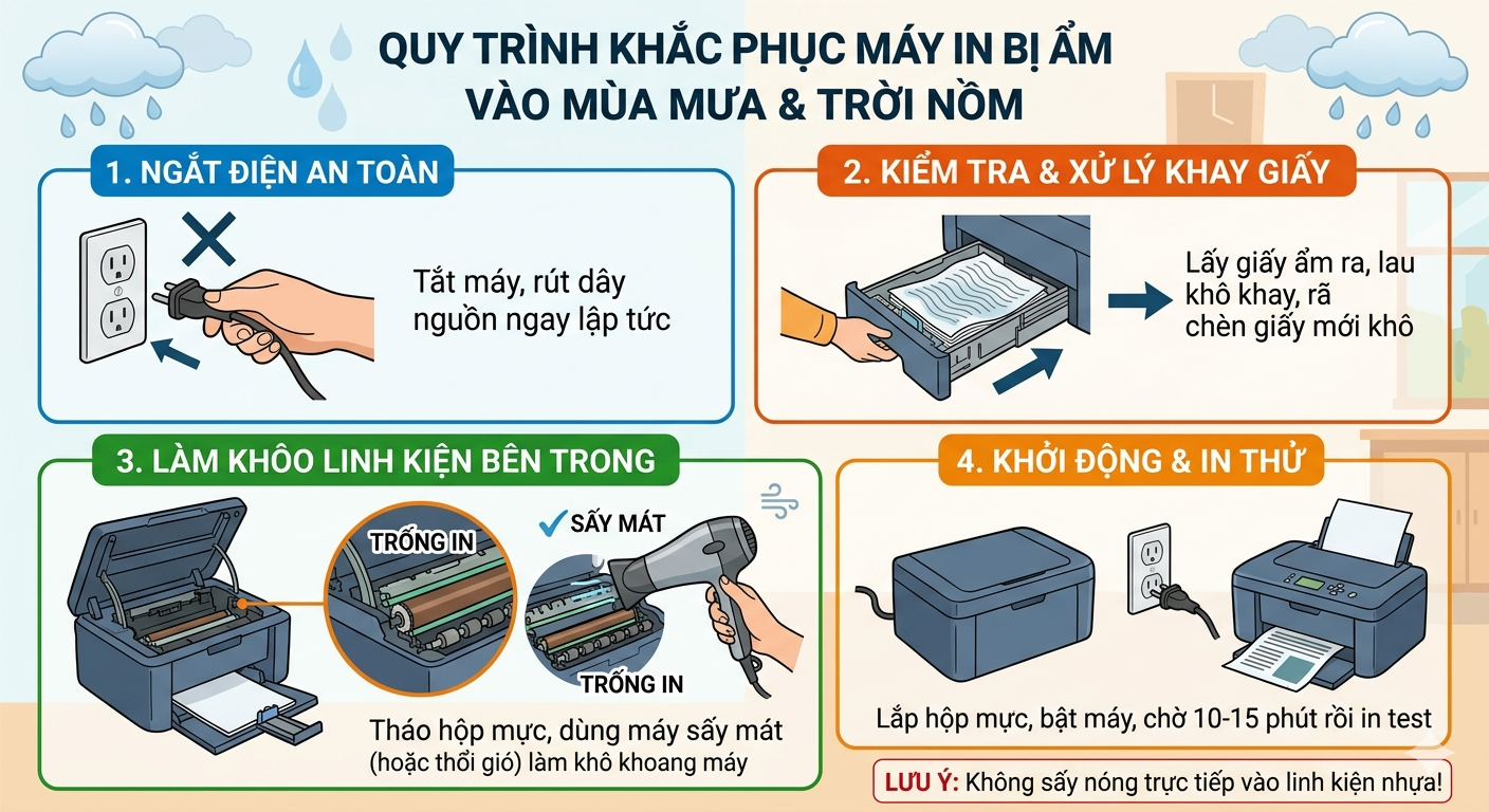 Máy In Bị Ẩm - Nguyên Nhân Và Cách Khắc Phục May In Bi Am Nguyen Nhan Va Cach Khac Phuc