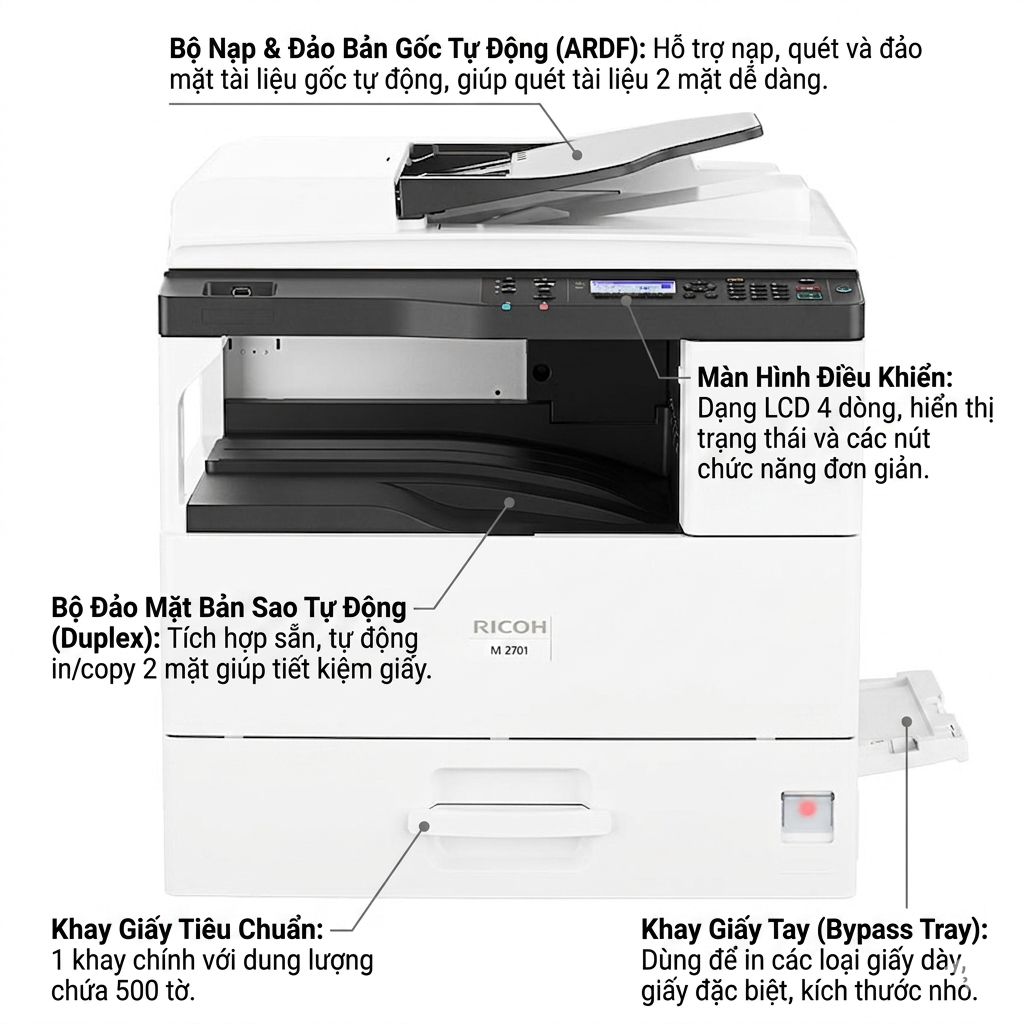 Máy Photocopy A3 Laser Đen Trắng Ricoh M2701
