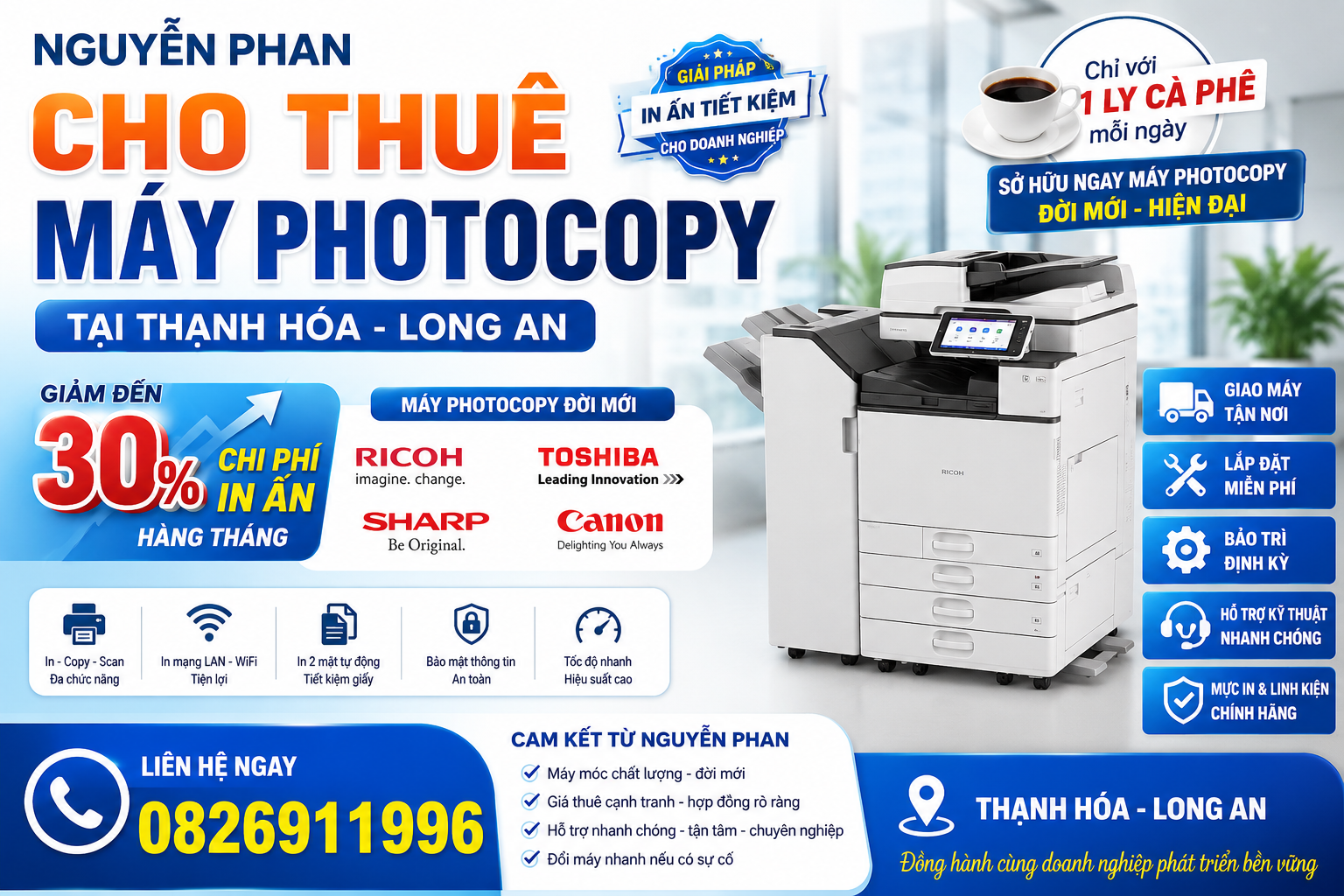 Thuê Máy Photocopy Giá Tốt Tại Thạnh Hóa - Long An