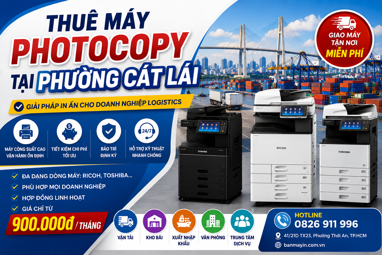 Thuê Máy Photocopy Tại Phường Cát Lái (TP.HCM) - Hotline 0826911996