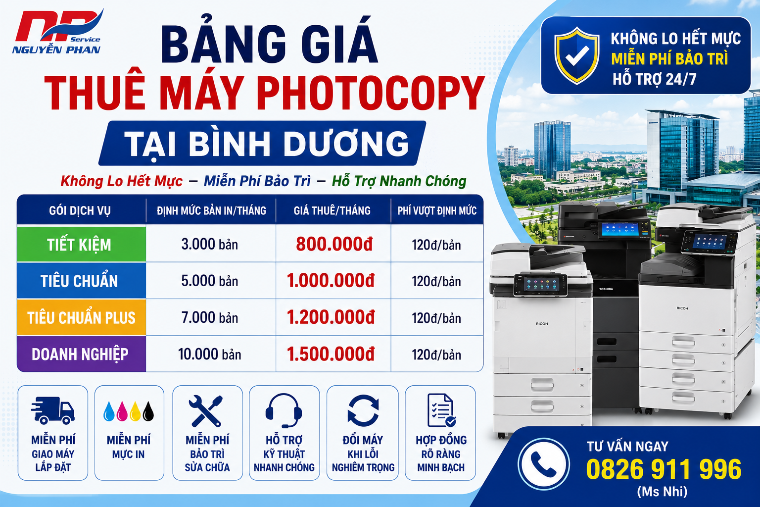 Bảng Giá Thuê Máy Photocopy Tại Bình Dương