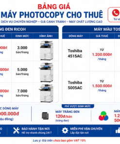 Bảng giá các dòng máy photocopy cho thuê tại Nguyễn Phan