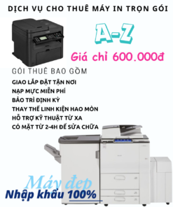 Cho thuê máy in văn phòng trọn gói từ A-Z, máy in A3, in qua mạng LAN/Wifi tại TP.HCM, Bình Dương, Đồng Nai, Long An, Tây Ninh. Giao lắp miễn phí, bảo trì tận nơi, giá ưu đãi.