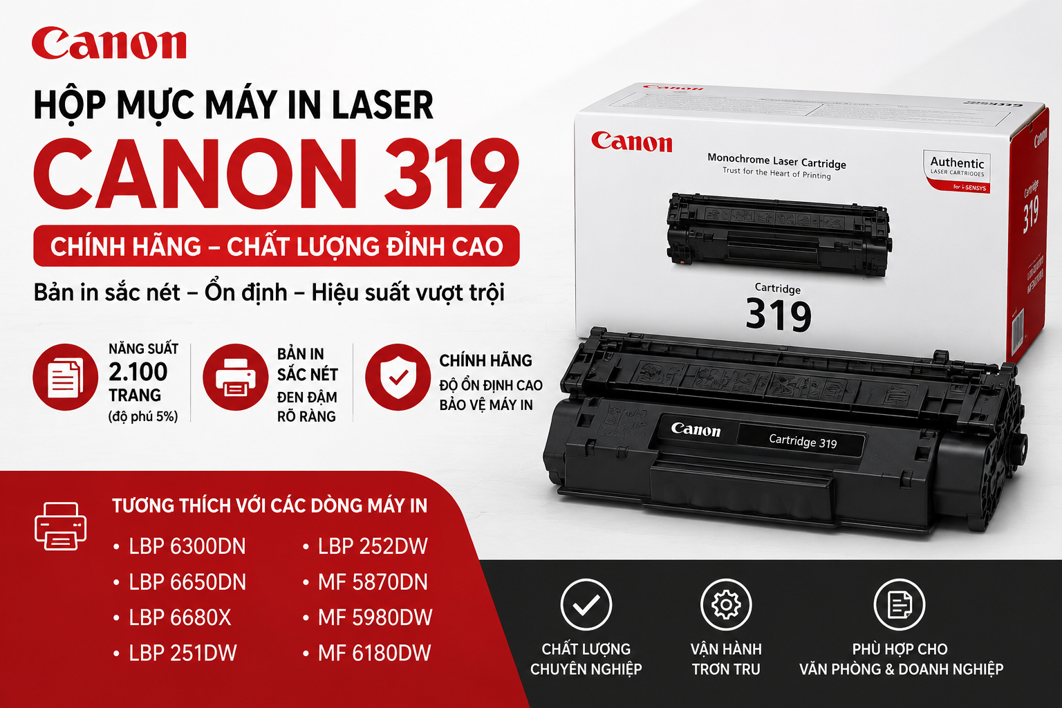 Hộp mực Máy in laser Canon 319 Hộp mực Máy in laser Canon 319