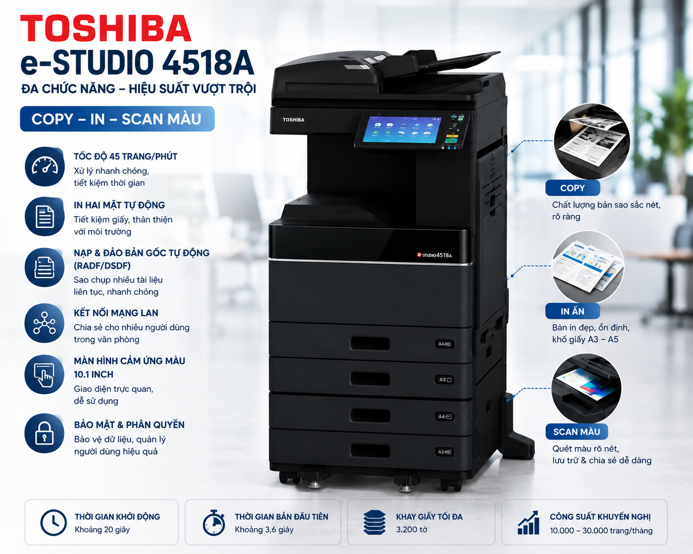 Máy Photocopy Đen Trắng Khổ A3 Toshiba 4518A Giá Rẻ  Giao Máy Hỏa Tốc
