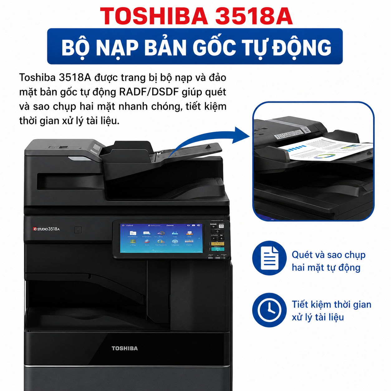 Cho Thuê Máy Photocopy Toshiba 3518A - Máy Trắng Đen Tốc Độ 35 Trang/ Phút May Photocopy Toshiba E STUDIO