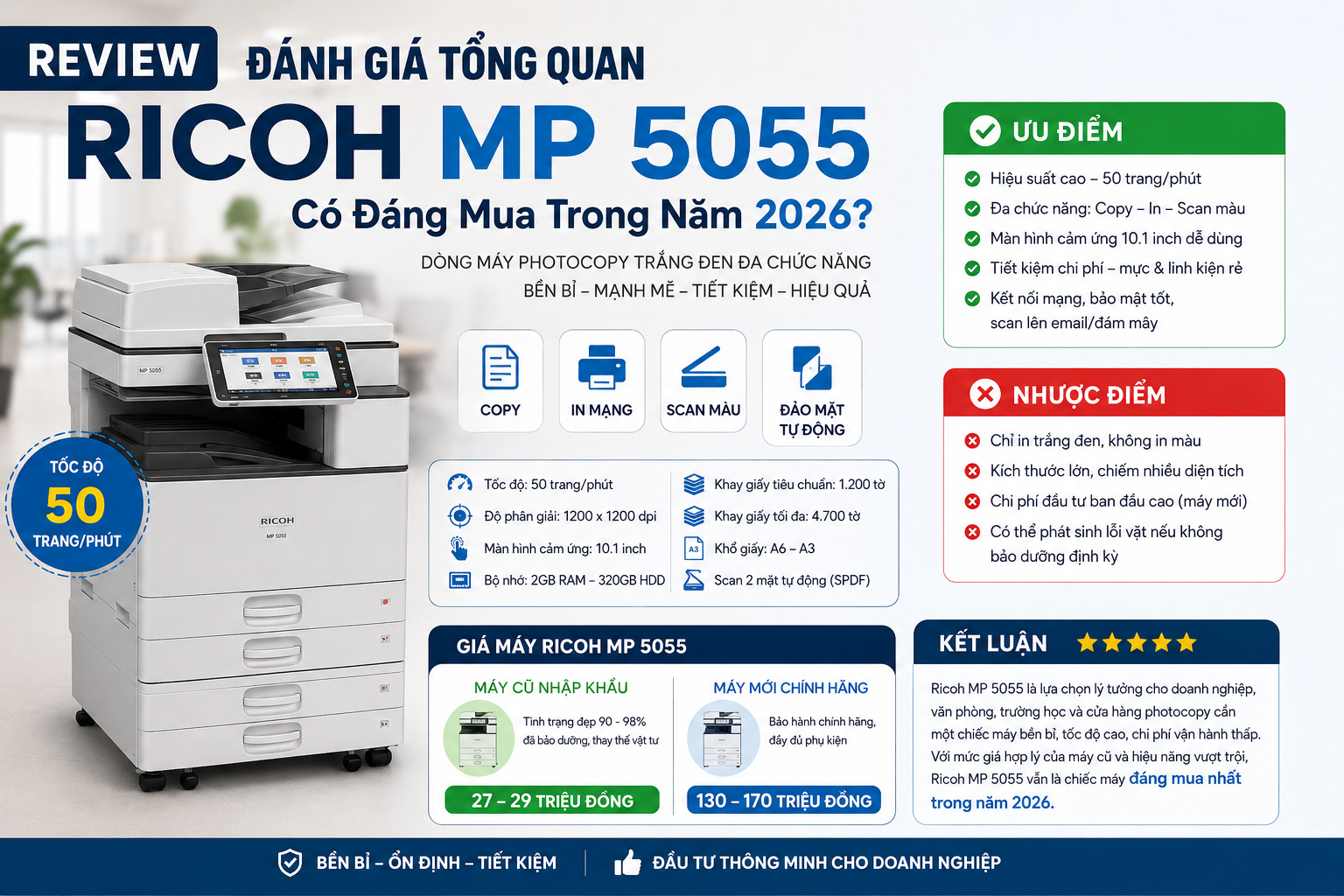 Review Đánh Giá Tổng Quan Máy Photocopy Ricoh MP 5055 Review Danh Gia Tong Quan May Photocopy Ricoh MP 5055 Co Dang Mua Trong Nam 2026