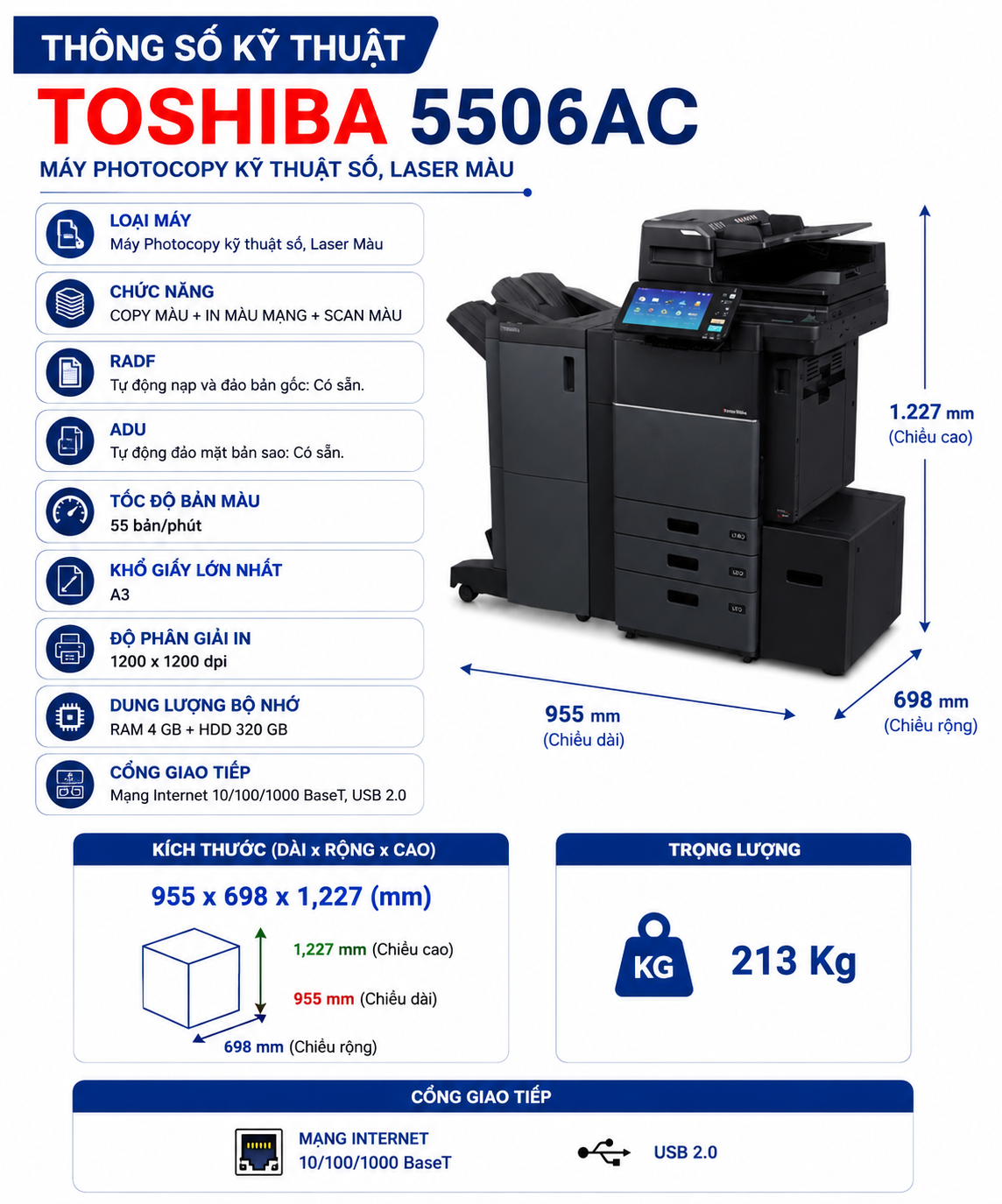 Cho Thuê Máy Photocopy Màu Toshiba 5506AC - Máy in decal, tem nhãn, bao bì, thiệp cưới... | Nguyễn Phan