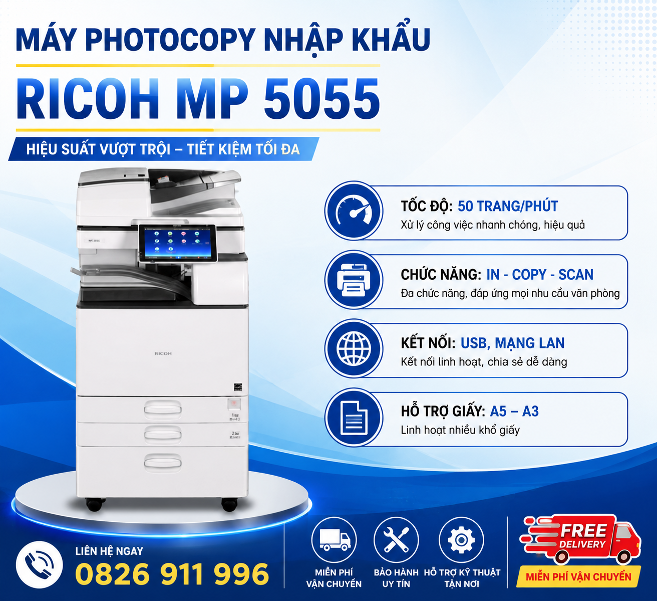 Máy Photocopy Ricoh MP 5055 - Nguyễn Phan Chuyên Máy Photocopy Nhập Khẩu
