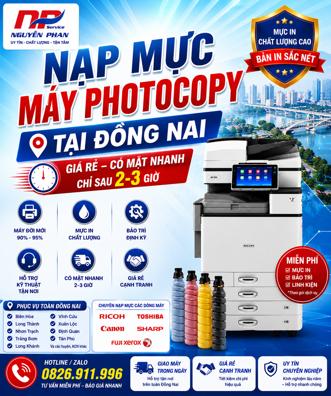 Nạp mực máy photocopy tại Đồng Nai