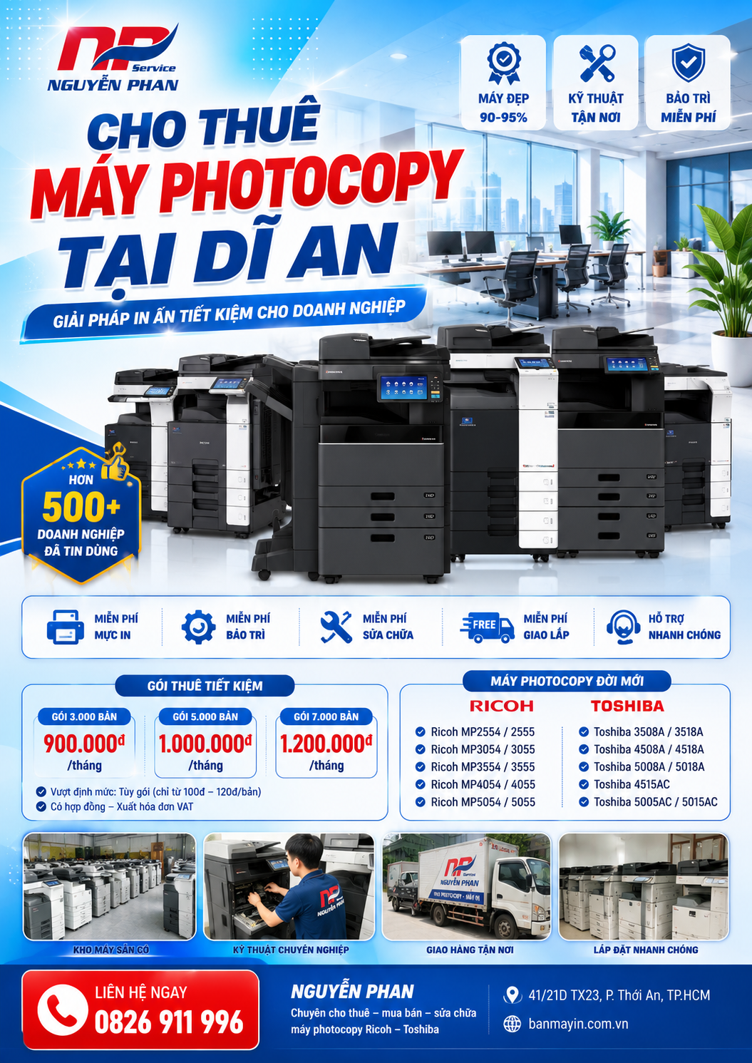 Thuê máy photocopy Dĩ An, Bình Dương Thue may photocopy Di An Binh Duong