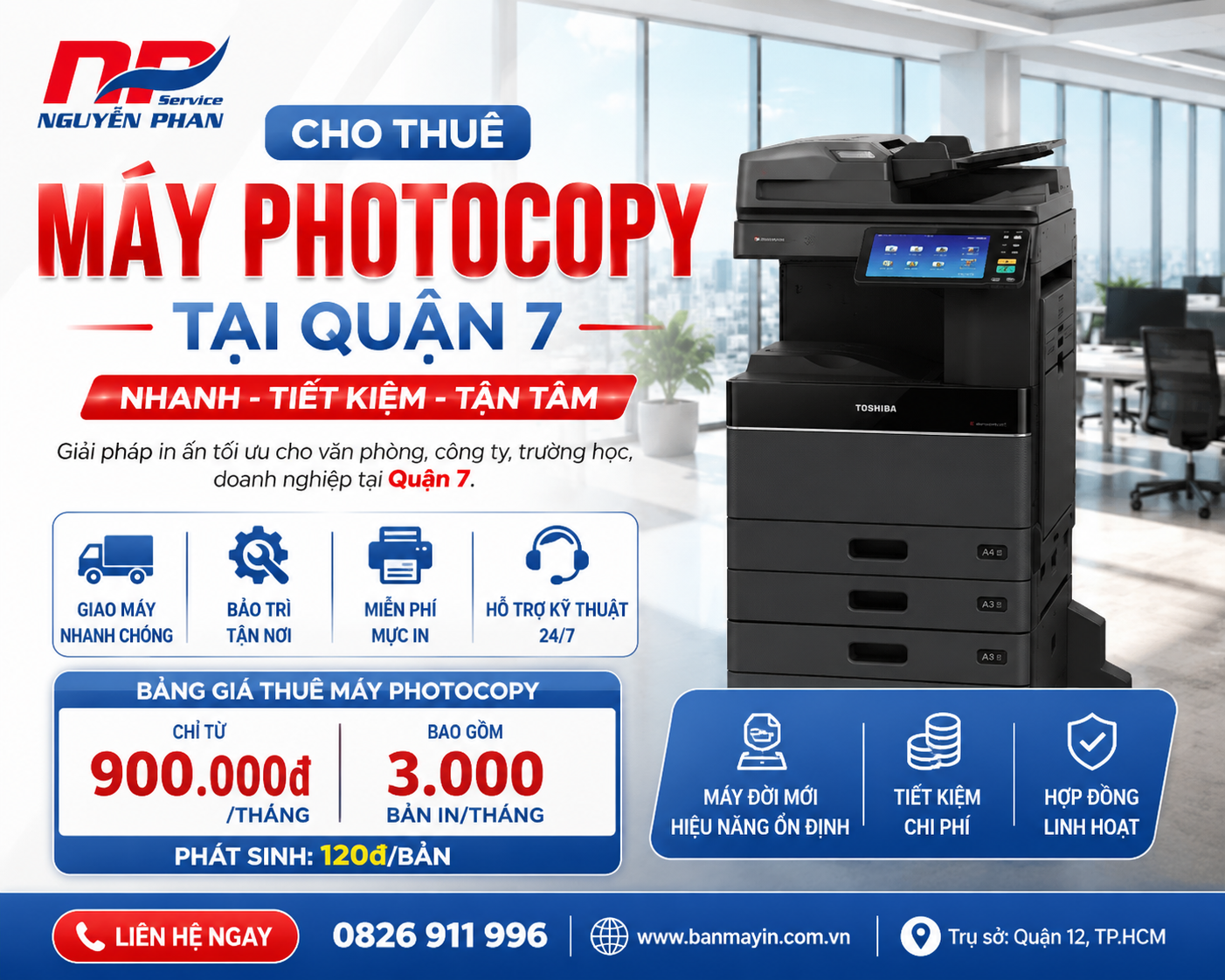 Cho thuê máy photocopy tại Tân Hưng, TP.HCM Cho thue may photocopy tai Quan 7