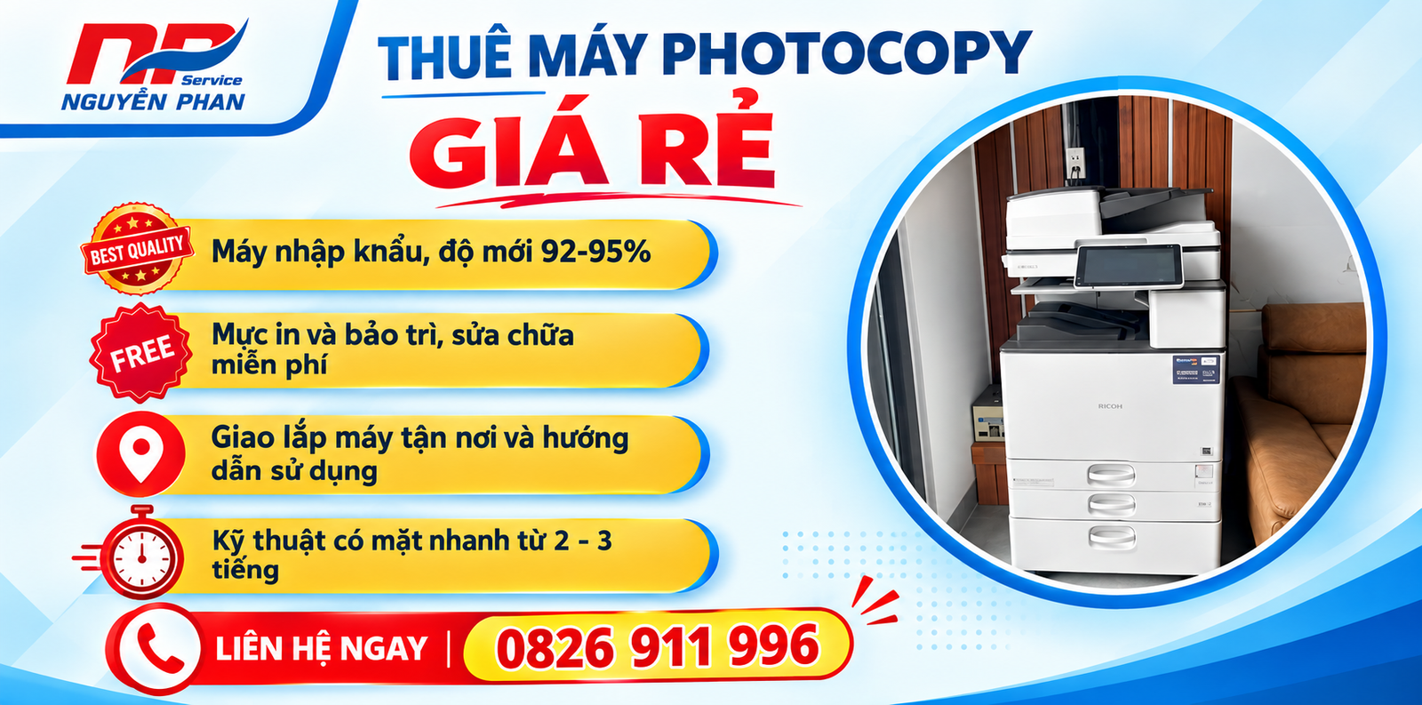 Thuê Máy Photocopy Đẹp Cho Văn Phòng Tại Củ Chi - Thuê 12 Tháng Được Tặng Gói Thuê Ưu Đãi THUE MAY PHOTOCOPY GIA RE 0826 911 996
