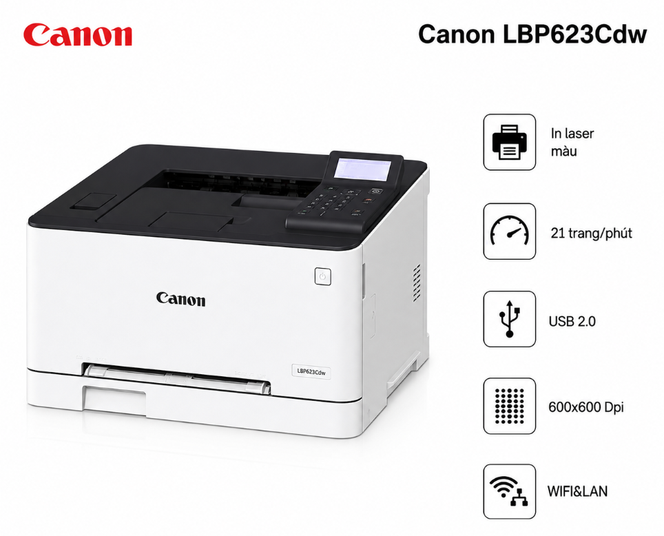 Máy in màu laser Canon LBP 623Cdw (In hai mặt | WIFI)